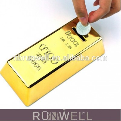 Good quality rectangle shape gold bar money box for coin saving