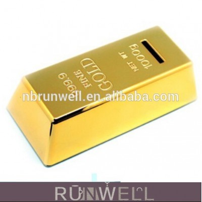 Nice design gold bar shape golden piggy bank as coin saving box